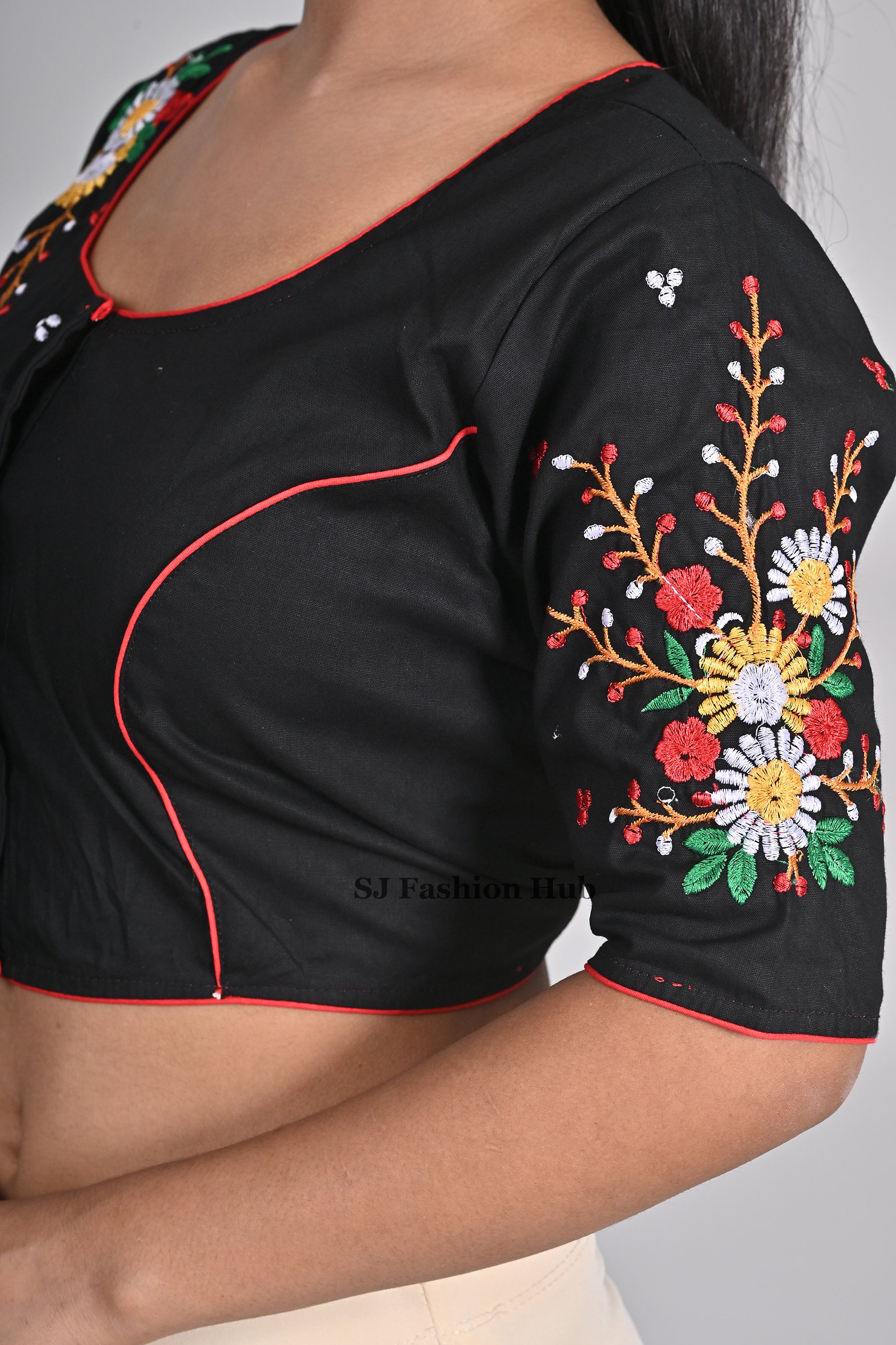 Black Embroidered blouses for sarees