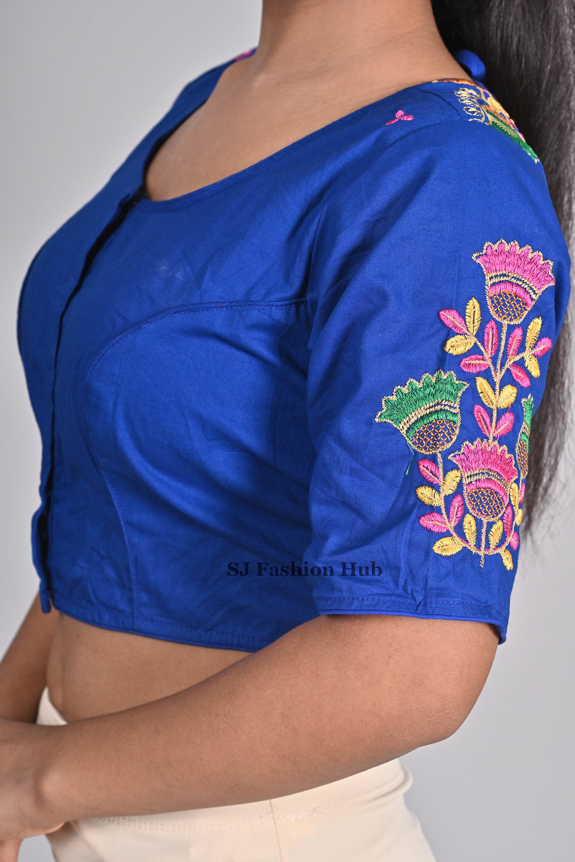 Blue Embroidered blouses for sarees